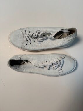 Prüne White Leather Sneakers Minimal Lace Up